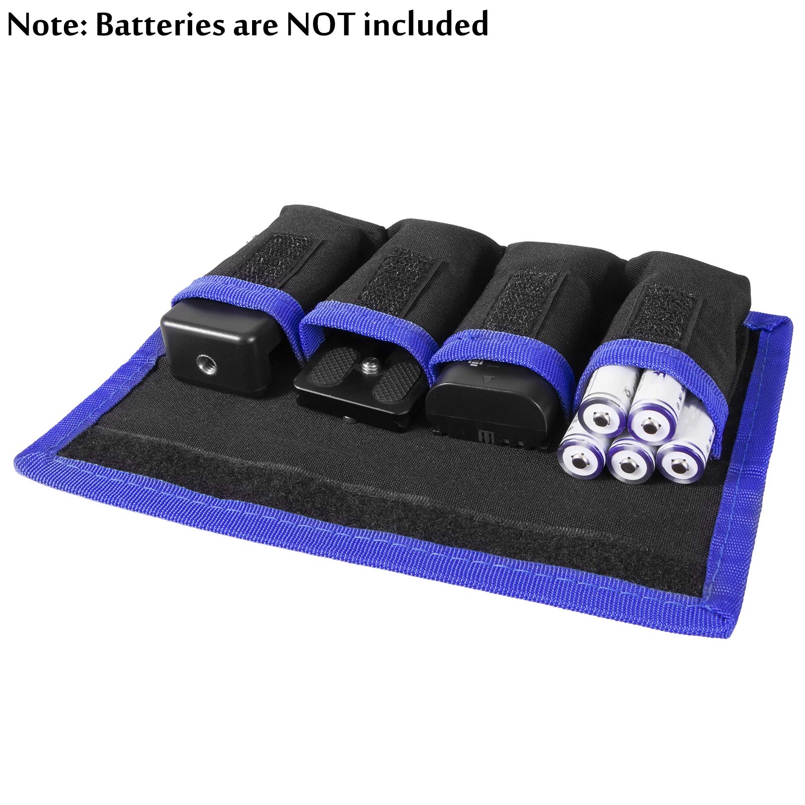 Meking 2 Pcs DSLR Battery Case Holder Storage Bag (4 Pocket) for AA/AAA Battery and LP-E6 LP-E8 LP-E10 LP-E12, EN-EL14 EN-EL15, NP-FW50 NP-F550 NP-FM500H (Gray+Blue)