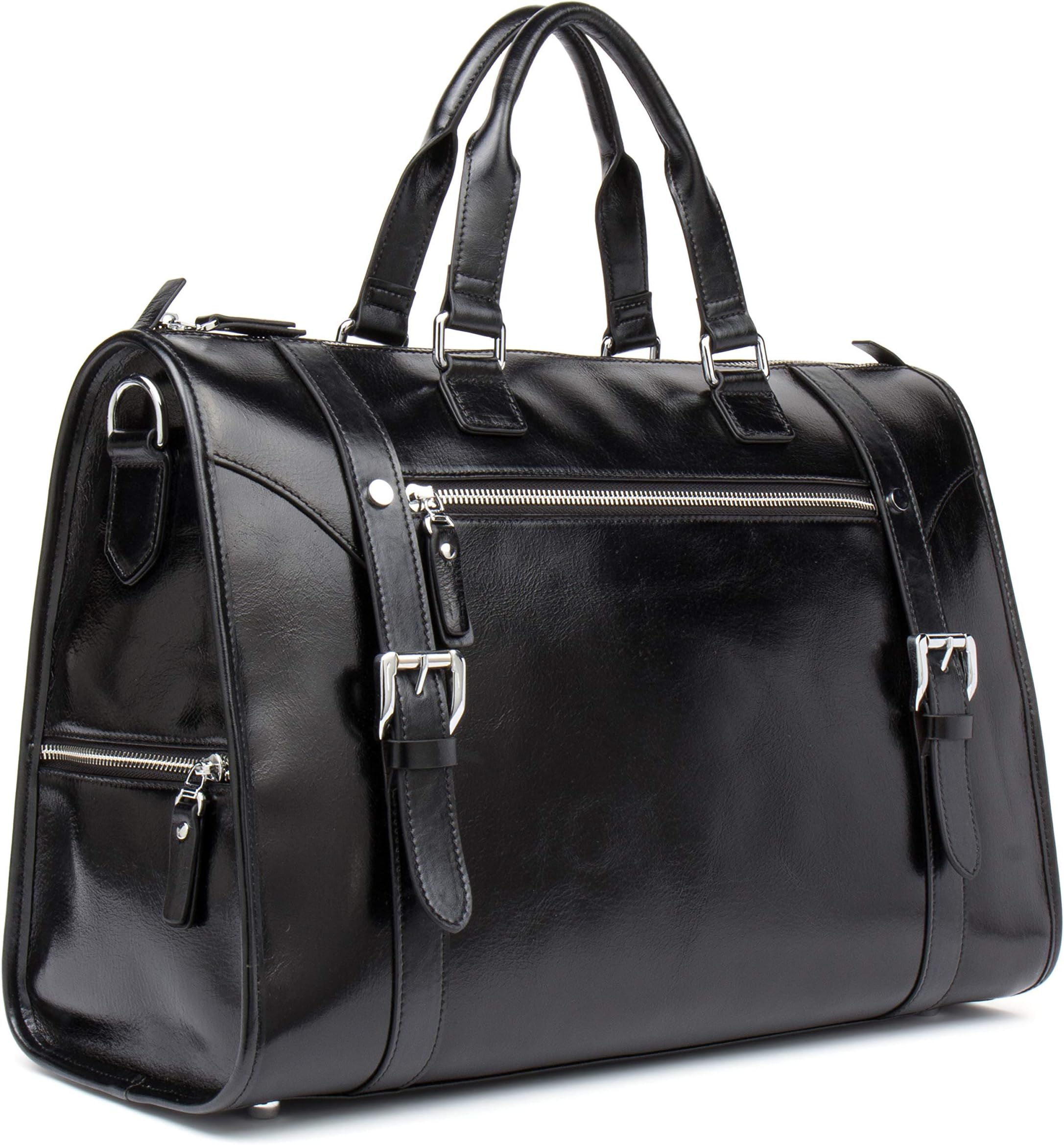 MANTOBRUCE Leather Briefcase Shoulder Laptop Business Travel Vintage Simple Messenger Bag Duffel Bag for Men Women