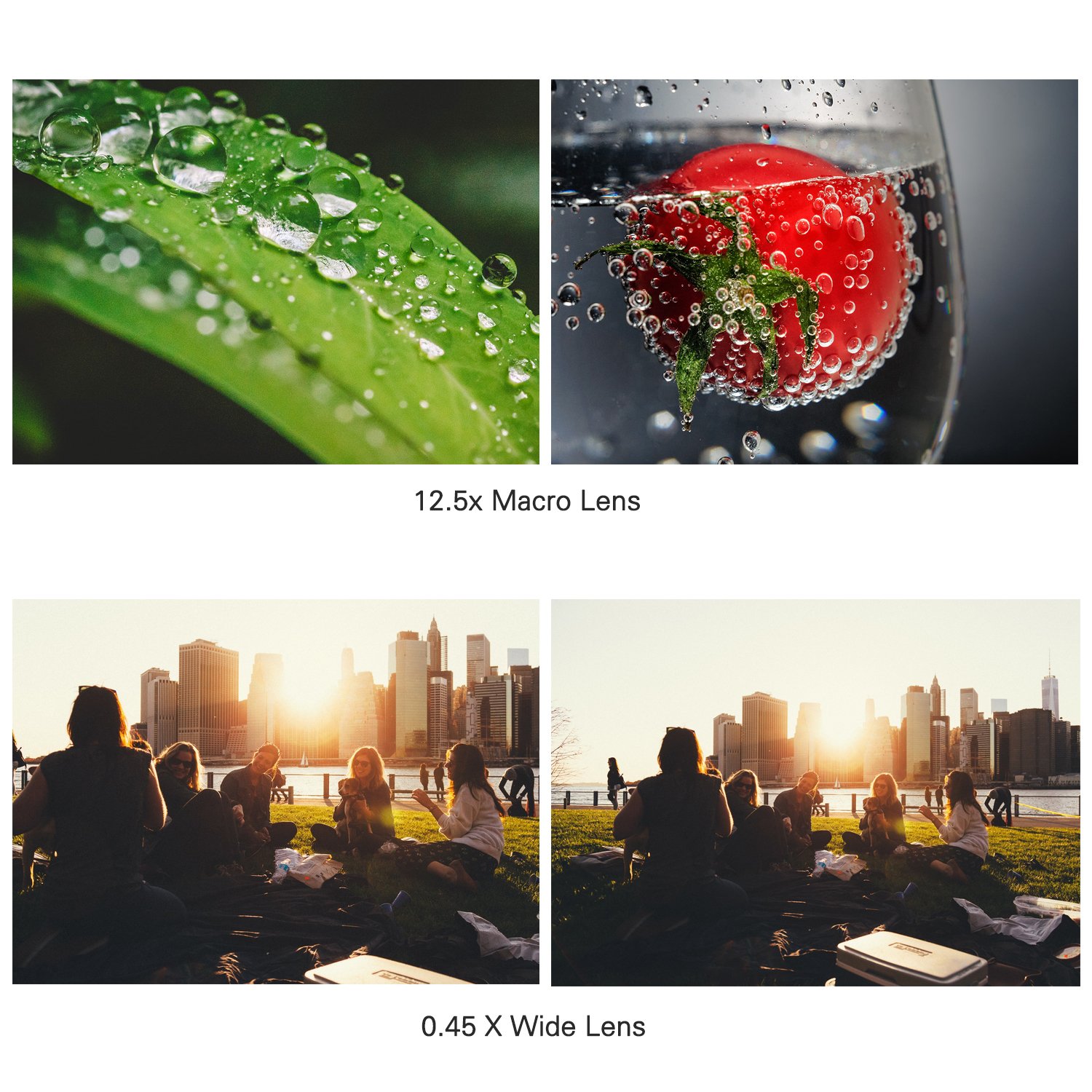 Moobom Universal 2 in 1 Mobile Phone Camera Lens Kit,HD Camera Lens 0.45x Super Wide Angle Lens with 12.5x Super Macro Lens Clip-on Design for Samsung, Android Smartphone, iPhone