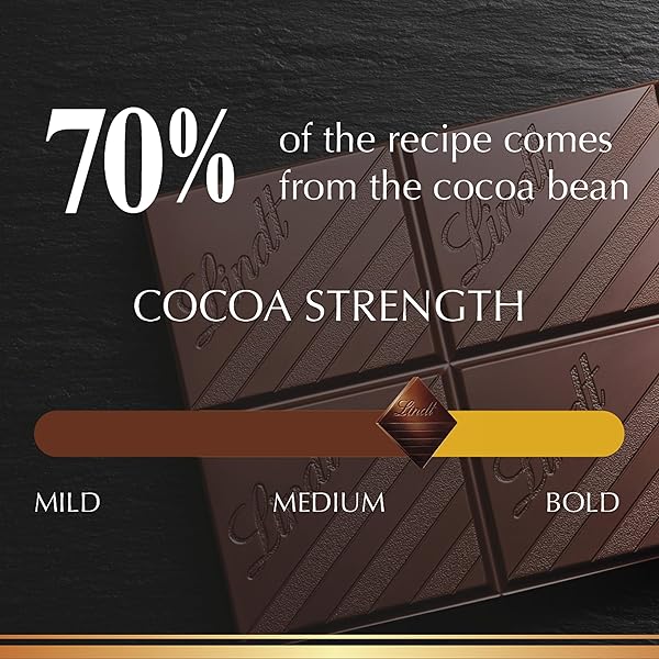 LINDT EXCELLENCE 70% COCOA DARK CHOCOLATE CANDY BAR, DARK CHOCOLATE, 3.5 OZ. BAR