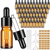 Uiifan 100 Pack 5 ml Amber Glass Dropper Bottles