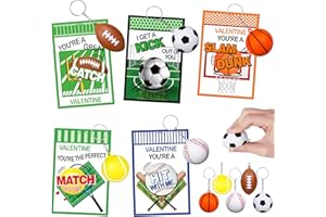 MALHAII 30 Pack Stress Ball Keychain Kids Valentines Day Cards, Valentines Day Gifts for Kids School Gift Exchange Classroom Prizes Bulk Sports Valentine Party Favors for Kids Boys Girls Goodie Bag Stuffers