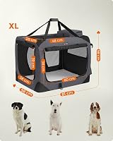 Feandrea Foldable Pet Carrier Bag Large Soft Sided Travel Crate Grey view 4
