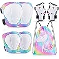 Bienbee Knee and Elbow Pads Set for Kids - 7pcs Unicorn Protective Gear With Wrist Guards and Bag for Girls Boys - Roller Skating, Inline Skates, Skateboard, Cycling