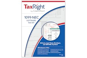 ComplyRight TaxRight Set 1099-NEC (4-Part) with Self-Seal Envelopes and Software, 50-Pack, Tax Filing for Business