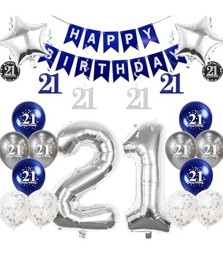 Pargleev Geburtstagsdeko Zum 21. Geburtstag | Komplett-Set Mit Zahlenballons, Banner & Konfetti