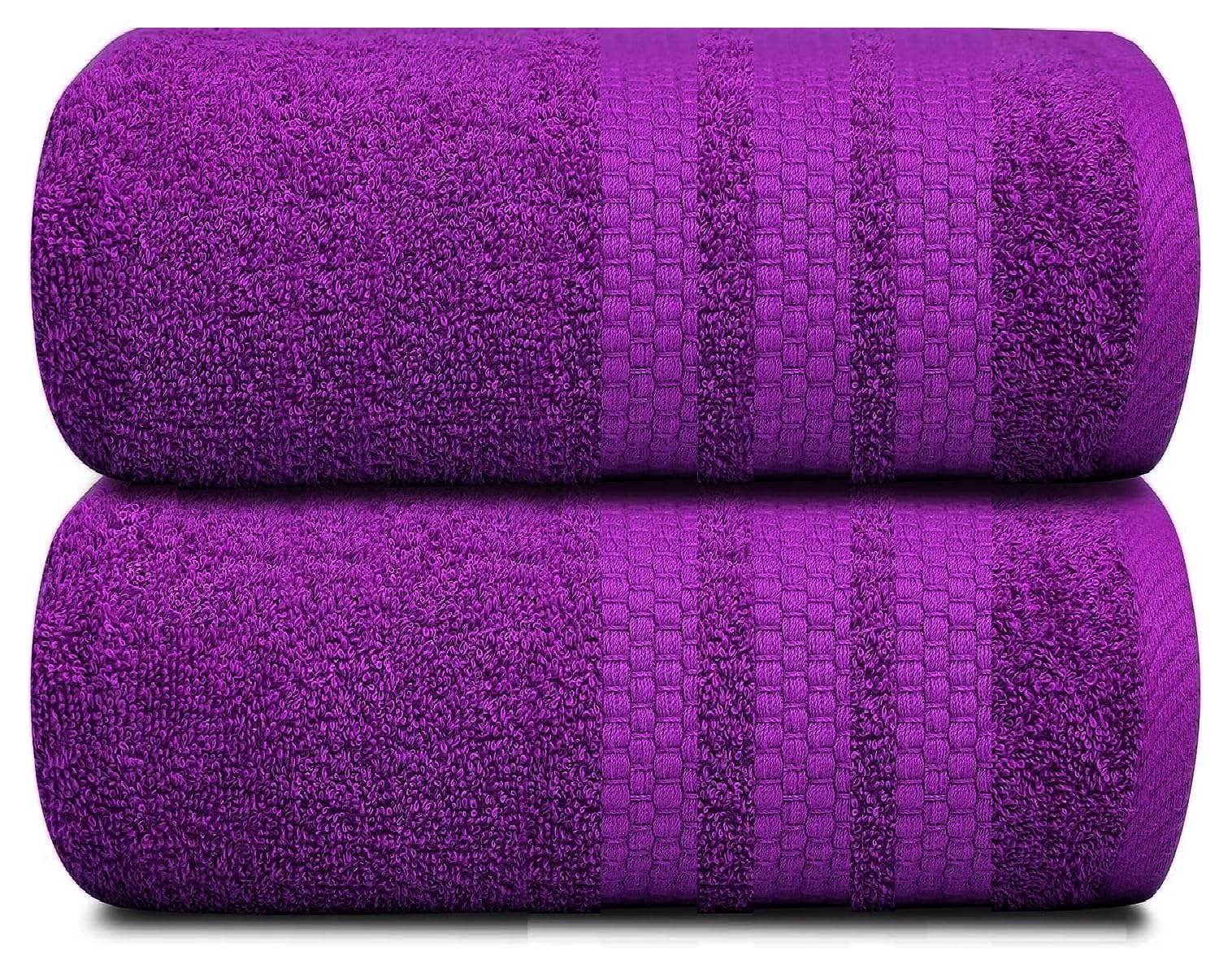 Fantastic Pack Of 2 Luxury Super Bath Sheet Extra Large & Soft High Absorbent Beach Towels 100% Egyptian Cotton Quick Dry Plush Fluffy Towels(95x200). (Purple)