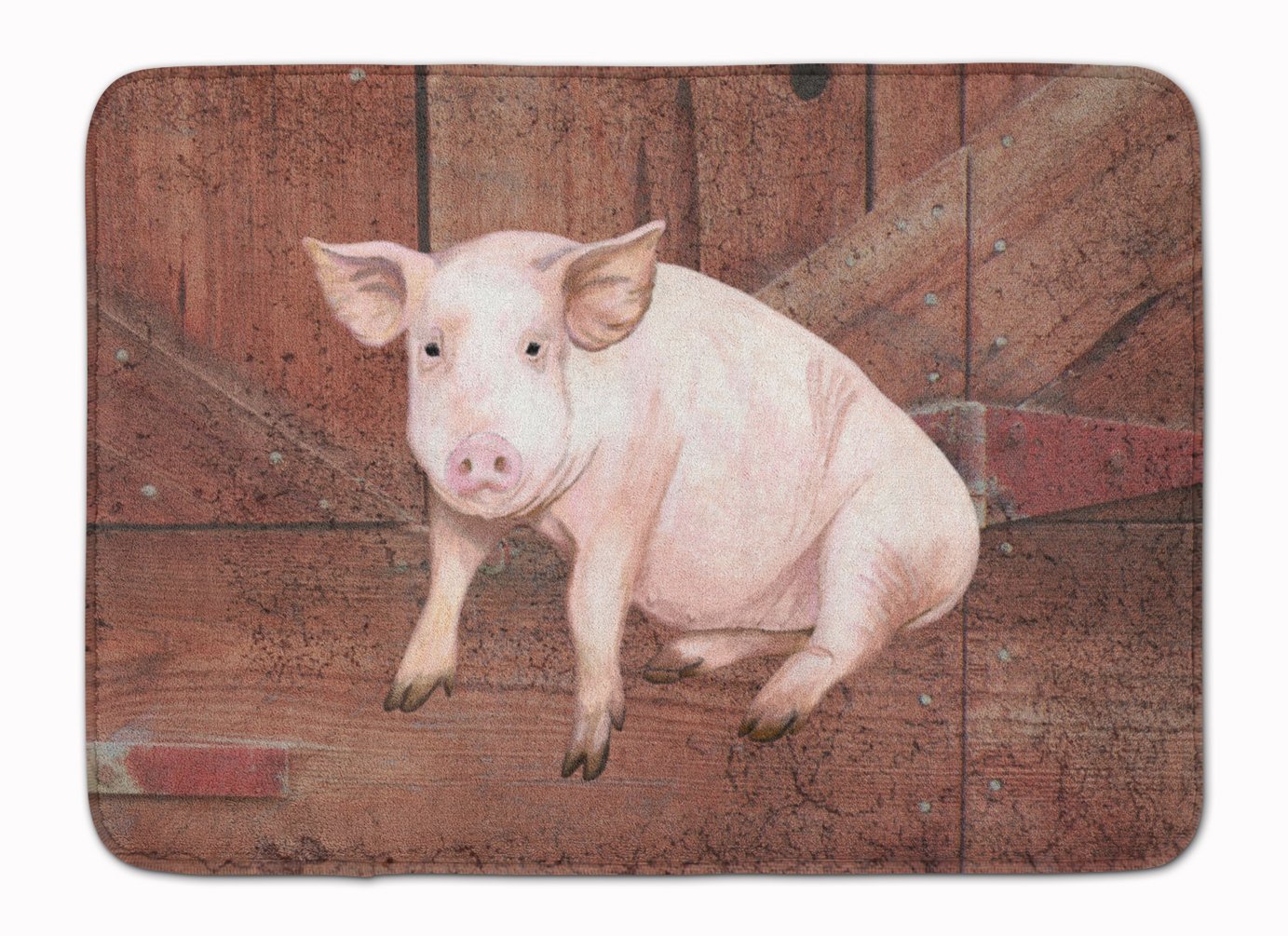 Caroline's Treasures Pig at The barn Door Floor Mat, Fabric, Multicolored, 19 x 27