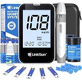 LinkSun Blood Sugar Testing Kit, 100 Strips &amp; Lancets for Seniors, G-425-2V | High Accuracy Blood Glucose Monitor Kit, Large Display for Diabetes Lancing Device, Control Solution &amp; Travel Organizer Bag