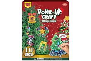 ATFUNSHOP Christmas Crafts for Kids Poke in Art No Mess Toy DIY Chrismas Ornaments for Boys and Girls Ages 4 5 6 7 8 9 10, Activity Kit Christmas Gifts, Xmas Party Favors Toys & Games