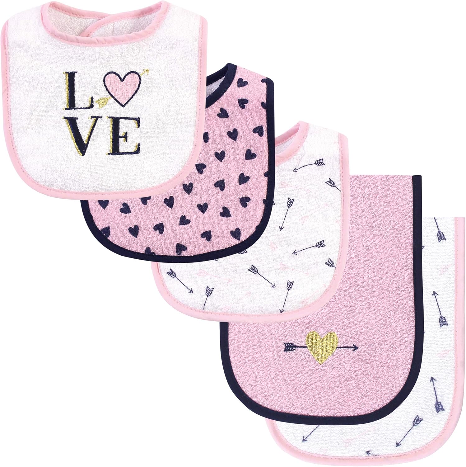 Hudson Baby Baby Girls' Cotton Terry Bib and Burp Cloth Set