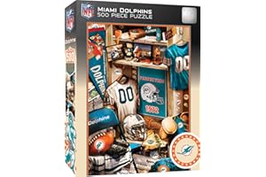 MasterPieces Game Day 500 Piece Jigsaw Puzzle for Adults - NFL Miami Dolphins Locker Room - 15"x21"