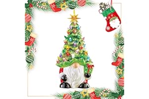 Lighted Christmas Gnomes Decorations, 8 Inch Gnome Christmas Tree, Small Standing Mini Prelit Xmas Holiday Decor for Tabletop