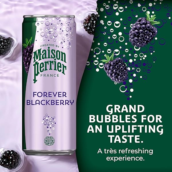 MAISON PERRIER FOREVER BLACKBERRY FLAVORED SPARKLING WATER, 11.15 FL OZ CANS, 8 COUNT, 3 PACK