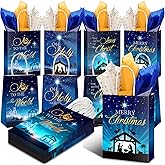Cholemy 54 Pcs Nativity Gift Bags with Tissue Paper Christian Christmas Wrapping Paper Bags for Holy Night Decoration and Party Supply