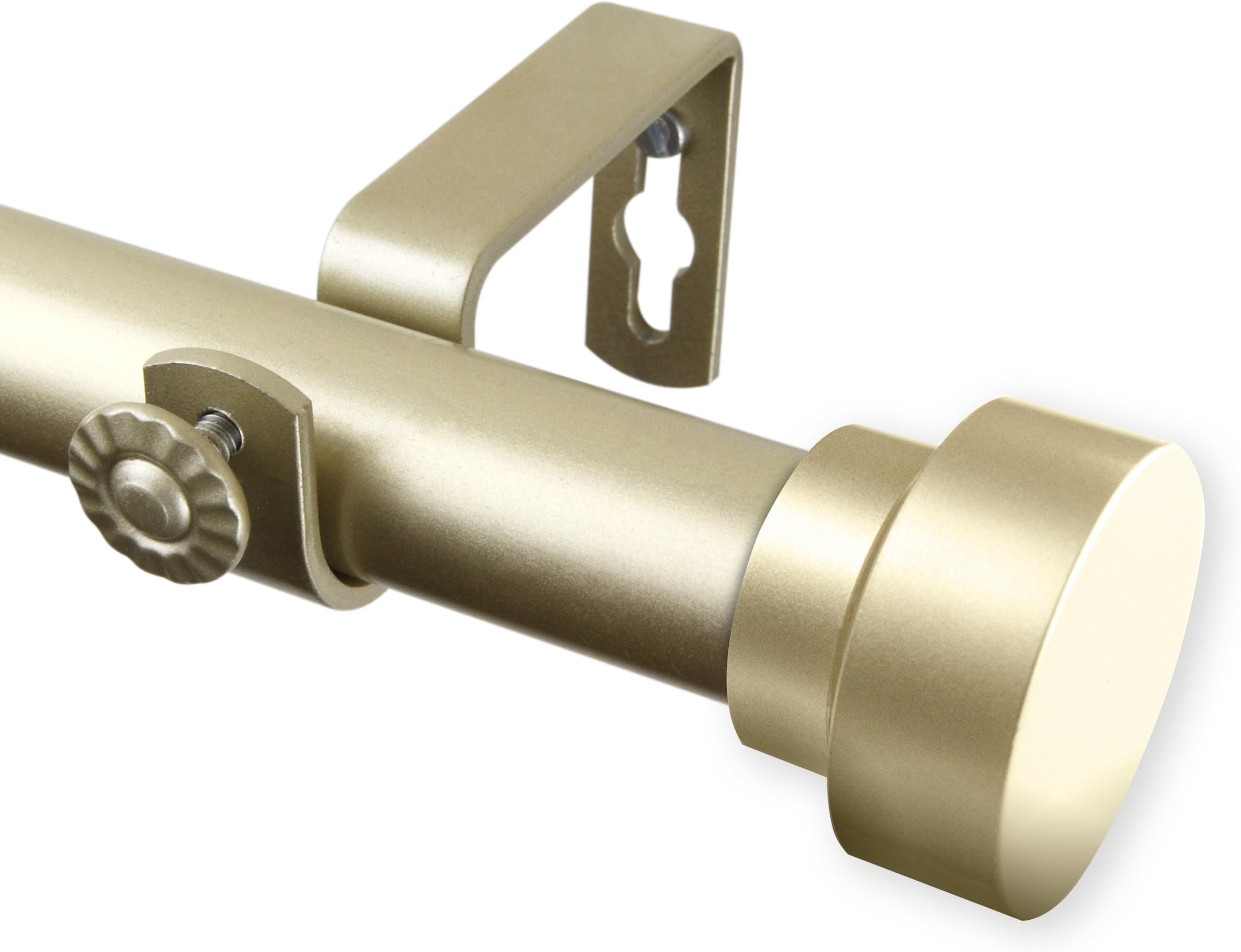 Rod Desyne 100-37-993 Bonnet 1" OD 120-170 inch-Light Gold Single Curtain Rod Set, 120-170"