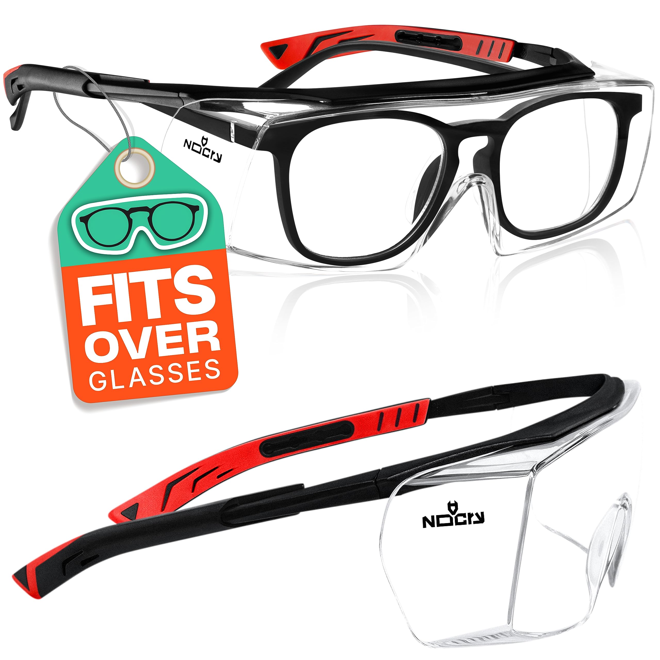 NoCry Safety Glasses Over Eyeglasses With Anti Scratch Wraparound