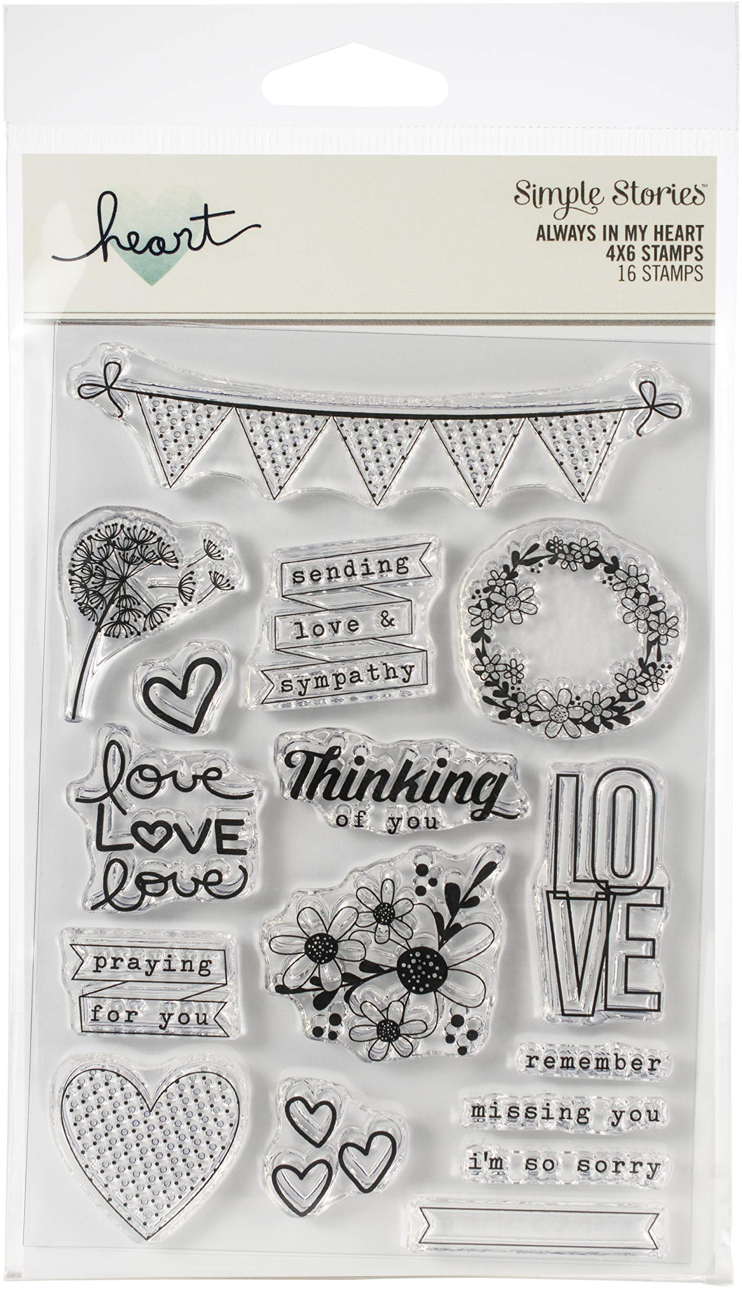 SIMPLE STORIES Clear Stamps, Always in My Heart, One Size