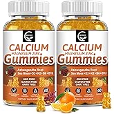 1200mg Calcium Gummies with Vitamin D3,K2,B12 & B6 - Plant Complex Calcium Magnesium Supplement with Glycinate,Potassium,Sea Moss,Ashwagandha Root for Bone & Teeth Strength, Muscle & Immune-2 Pack