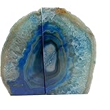 Blue Agate Bookend Pair - 1 to 3 lb - Geode Bookend with Rock Paradise Exclusive COA