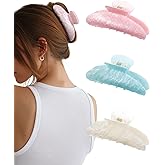 Molans 3PCS Hair Claw Clips Acrylic Clamps for women - Non-slip Strong Hold Barrettes for Thin Thick Hair, Medium hair clips Accessories