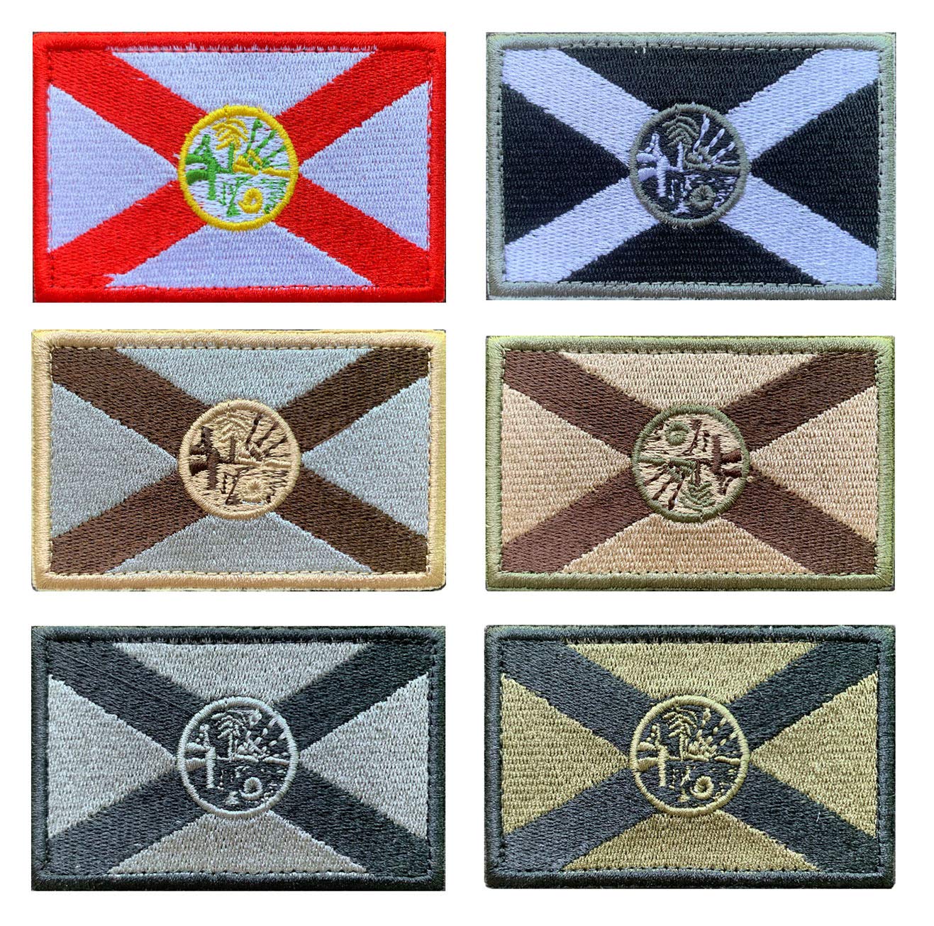 Antrix 6 Pcs Florida State Flag Patch Hook & Loop Tactical Military Florida Patches Set for Caps,Bags,Backpacks,Clothes,Vest,Military Uniforms,Tactical Gears Etc.