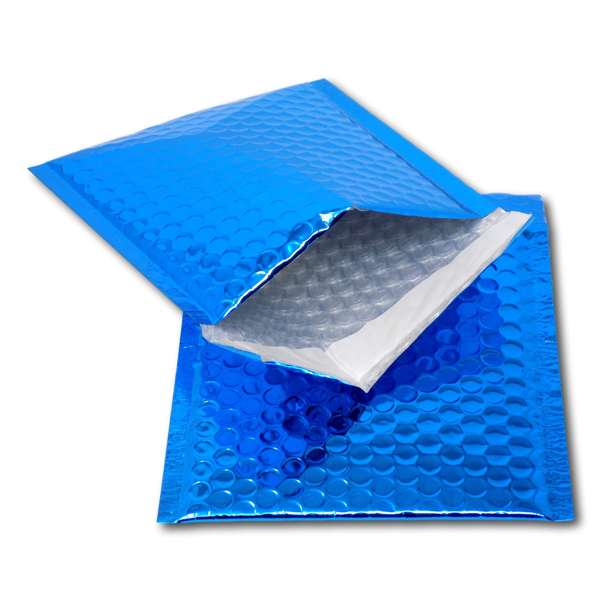EPOSGEAR 10 Blue Shiny Metallic Foil Bubble Padded Bag Mailing Envelopes - Perfect for Marketing, Promotions or and Alternative to Gift wrap (CD - 165mm x 165mm)