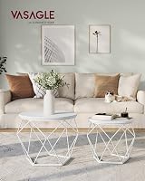 VASAGLE Round Coffee Table Set of 2 Snow White Cloud White LET040W46 view 2