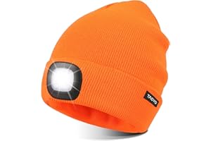 TAGVO Unisex Beanie with The Light, USB Rechargeable LED Headlamp Cap, Hands Free Headlamp Flashlight Hat, Winter Warm Knitted Night Lighted Hat, Men Women Gifts for Dad Father Husband