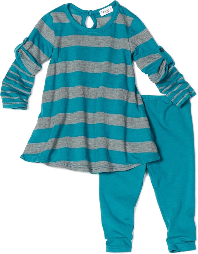 Splendid Littles Baby Girls' Nutmeg Stripe Tunic Set, Teal, 12 18 Months Infant And