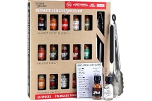 MILLHOUSE SPICE CO. Ultimate Grilling Gift for Men - BBQ Accessories - Gourmet Spice Blends & Seasonings, Tongs, BBQ Magnet, Meat Rubs, Unique Gift for Guys, Dad, Son, Brother, Father in Law, Cooking Chefs, 17 Piece Set