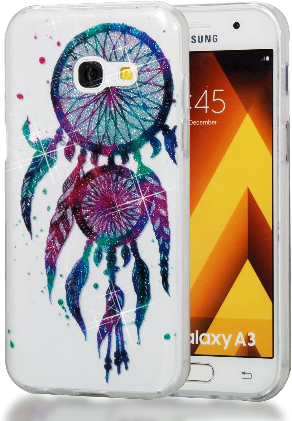 Samsung Galaxy A3 2017 Case, Slim Luxury Bling Glitter Sparkle Shiny Design Shockproof Transparent Clear Soft Silicone TPU Cover for Samsung Galaxy A3 2017