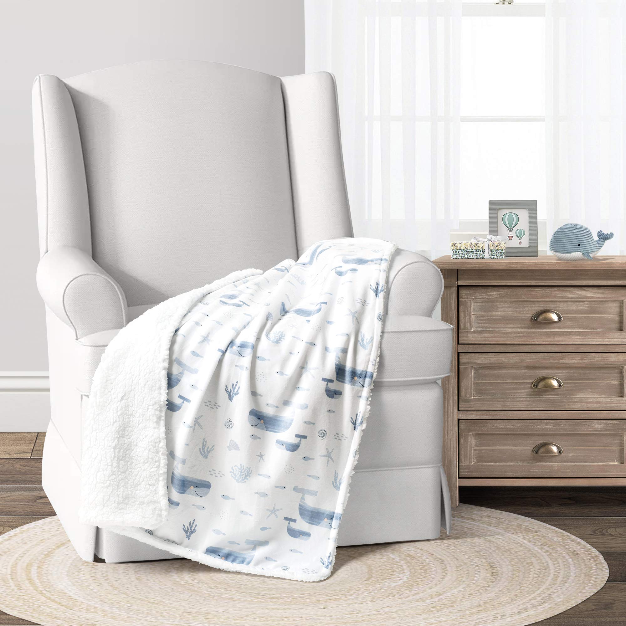 Photo 1 of Lush Decor Baby Seaside Sherpa Blanket, Blue 30" x 40"