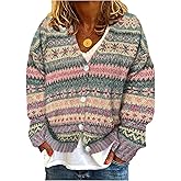 MakeMeChic Women's Fall Plus Size Striped Cardigan Long Sleeve Button Down Sweater