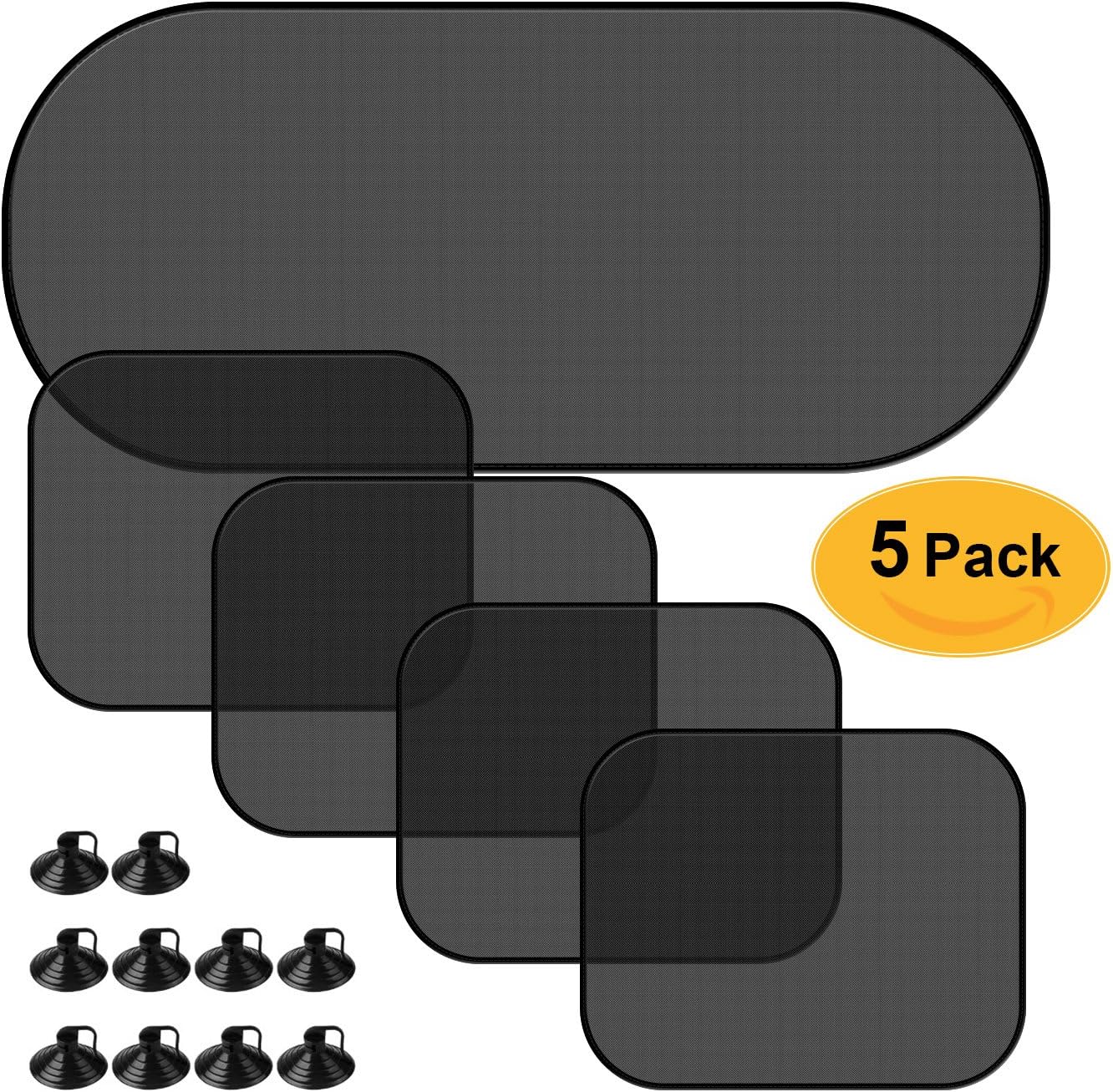 Alintor 5 Pack Baby Car Window Shades Blocks UV Rays and Sun Glare Heat, Protection for Your Kids, Pets, Provide Comfortable and Cool Car Travels
