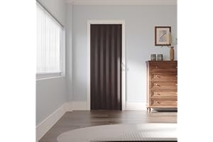 WIN STELLAR 36" x 80" Accordion Doors PVC Folding Door Hardware Kit Included, Multifold Bifold Closet Doors with 2 Handles for Closet Bathroom Doorways - Walnut, Single Layer