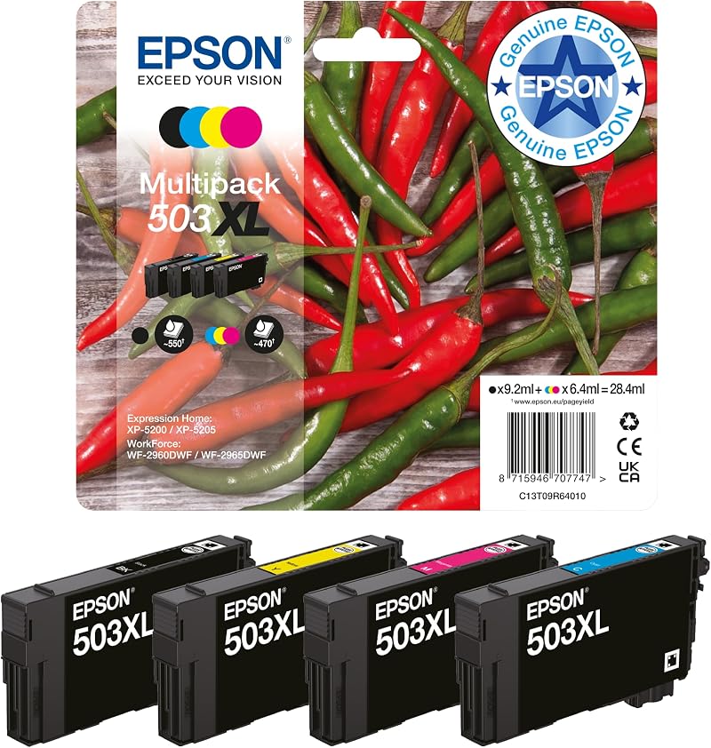 Epson 503XL Chillies Multipack 4-Colour Ink Cartridges C13T09R64010