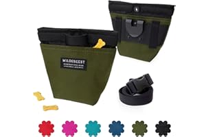 Wildebeest Dog Treat Pouch, Dog Treat Bag, Dog Training Treat Pouch, Dog Travel Bag, Pet Treat Pouch, Magnetic Closure, 2 Water-Resistant Compartments, Detachable Waist Strap & Belt Clip