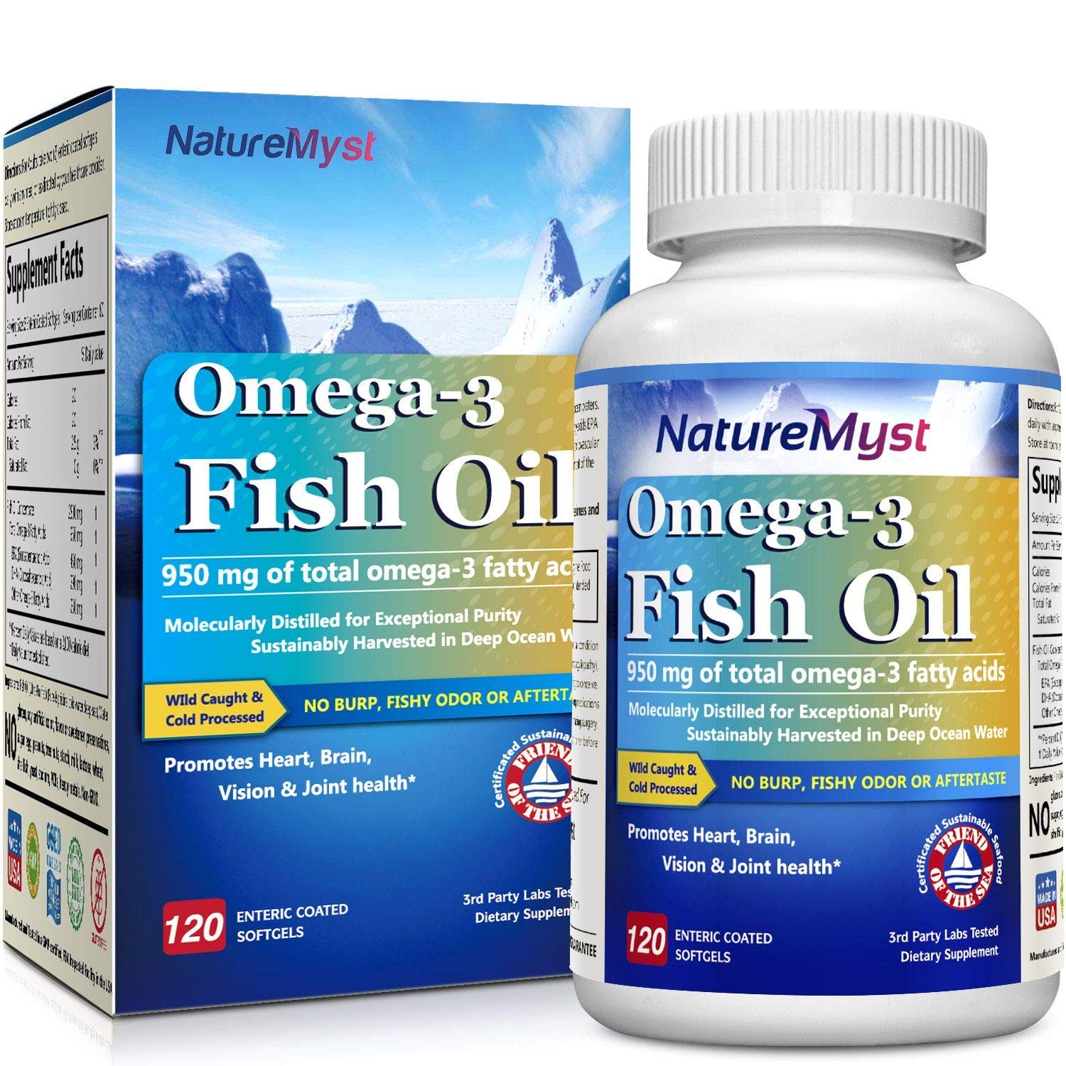 NatureMyst Omega 3 Fish Oil, 2500mg per Serving, 950mg Omega3s, 120