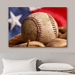 wall26 Canvas Print Wall Art Baseball with Mitt on