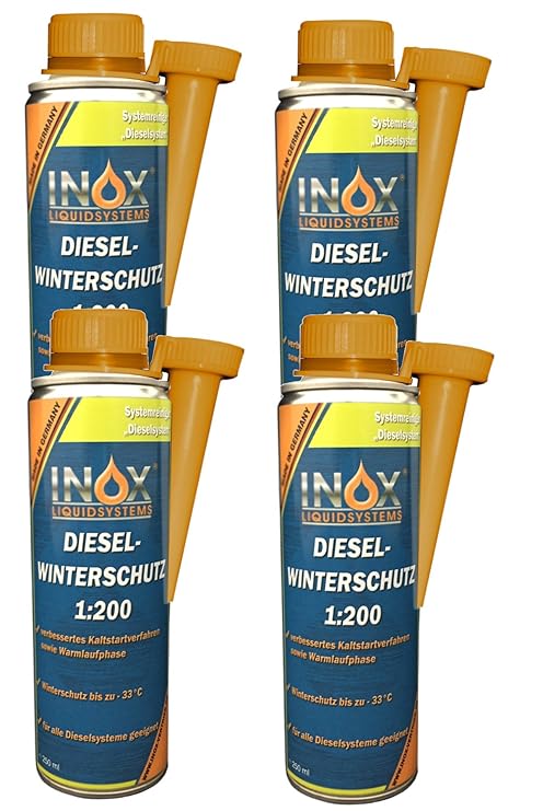 INOX® Diesel Winterschutz 1:200 Additiv - Dieselzusatz für alle Dieselsysteme - 4 x 250ml