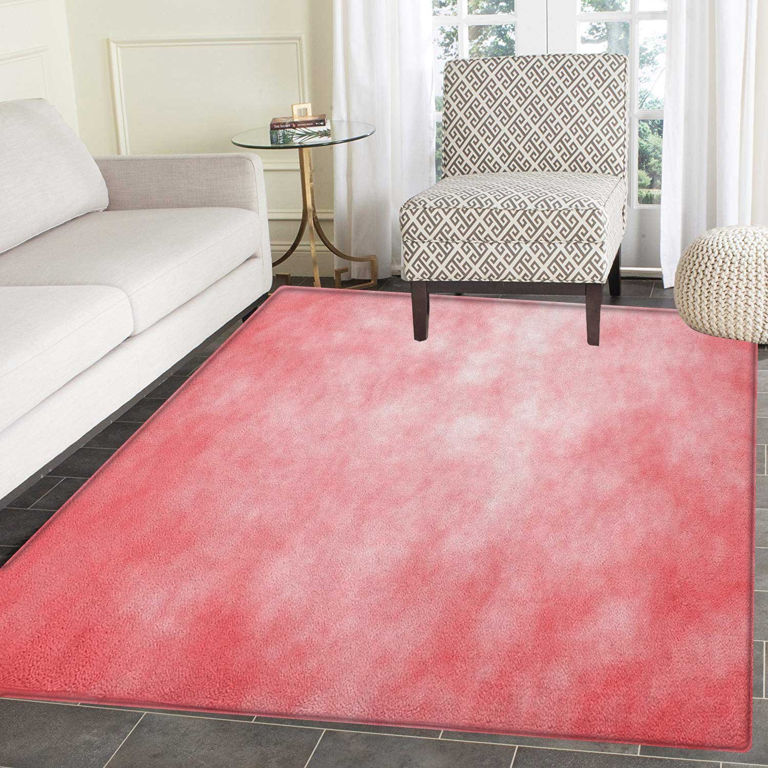 Amazon Com Coral Area Rug Carpet Pale Spring Watercolor