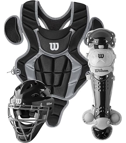 CATCHERS ② Wilson EZ Gear 2.0 Catcher's Gear Kit - Black, Small/Medium