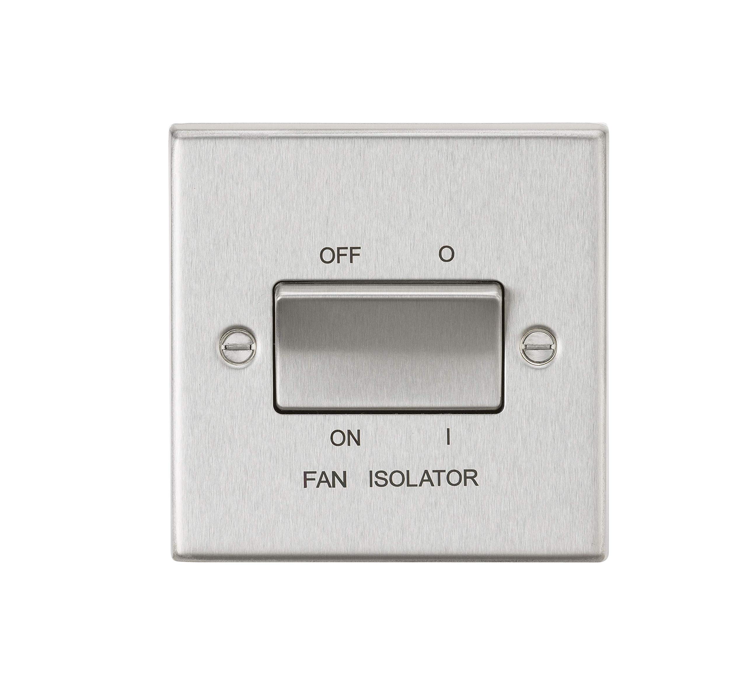 Knightsbridge CS11BC 10AX 3 Pole Fan Isolator Switch - Square Edge Brushed Chrome, 10.5 mm*89.0 mm*89.0 mm