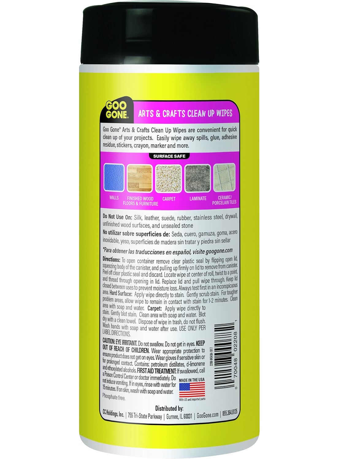 Goo Gone Adhesive Remover Arts and Crafts Clean Up Wipes - 24 Wipes: Grocery & Gourmet Food