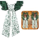 VitalCozy 2 Pcs Wreath Sash for Front Door Wreath Sash Garland Ribbon Accessories for Embroidery Monogram Outdoor Indoor Xmas Party Yard Doorway 4.5" W x 56" L(Green,Greenery)