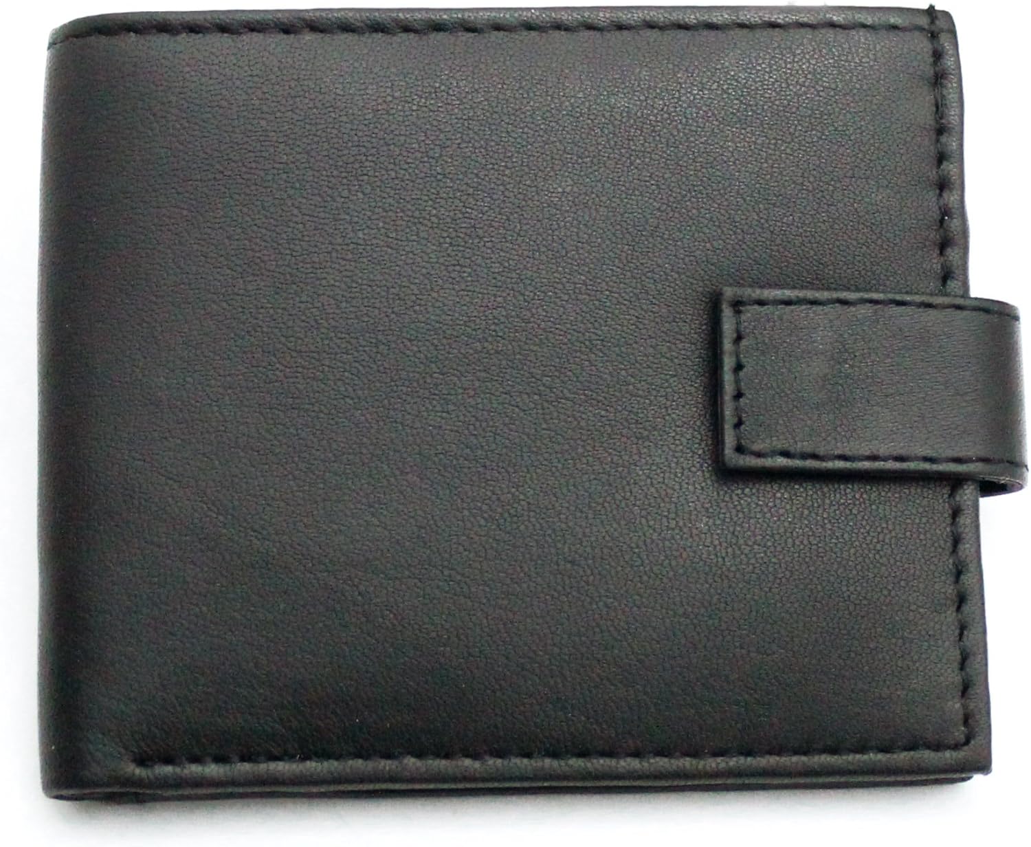 RAS Mens Genuine Leather RFID Blocking Bifold Zip Coin Pocket Wallet 421 (Black), 12cm x 9.5cm