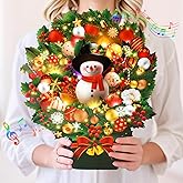 APOTODITO Christmas Cards with Lights and Music, Christmas Bouquet with Snowman, Popup Musical Greeting Card for Holiday New Year