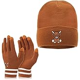 Vansolinne Highland Cow Beanie and Gloves Women's Winter Knitted Scottish Cow Soft Cap and Gloves for Cold Weather Winter Accessories Gift for Her