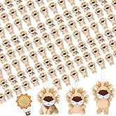 Zhanmai 100 Pcs Mini Lion Plush Stuffed Animal Bulk Small Jungle Lion Animal Keychains Toys for Kids Birthday Baby Shower Decoration Party Favors Carnival Classroom Prizes Gift Goodie Bag Filler